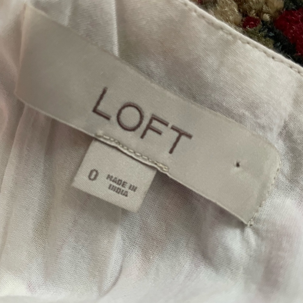 Gently preowned LOFT sundress pinafore lurex stripes ruffle hem 0 - Picture 5 of 10